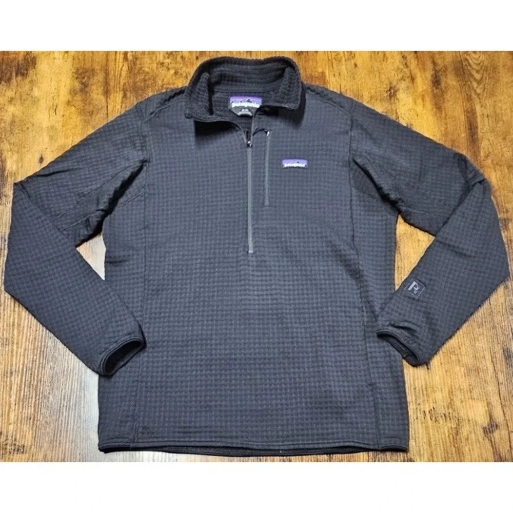 Patagonia Sweater Men Med Black R1 Regulator Fleece Pullover Half Zip Polartec